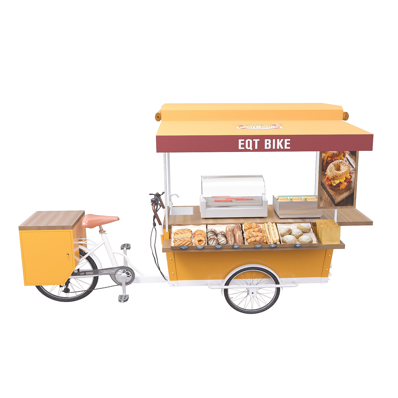 carro do alimento do hamburguer do triciclo do Hamburger do fast food 3600W