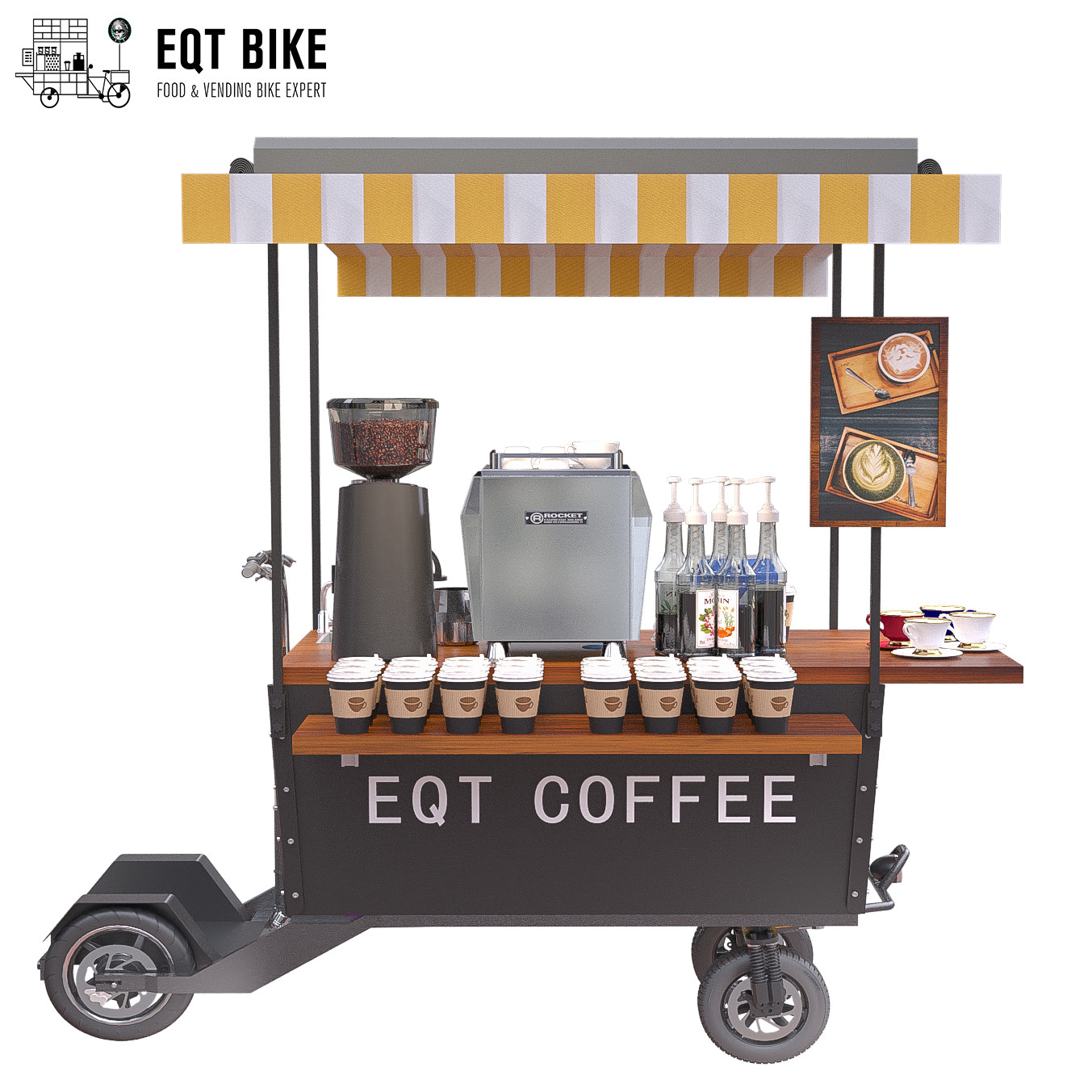 Carro móvel do café do &quot;trotinette&quot; Multifunction de EQT para o negócio da rua